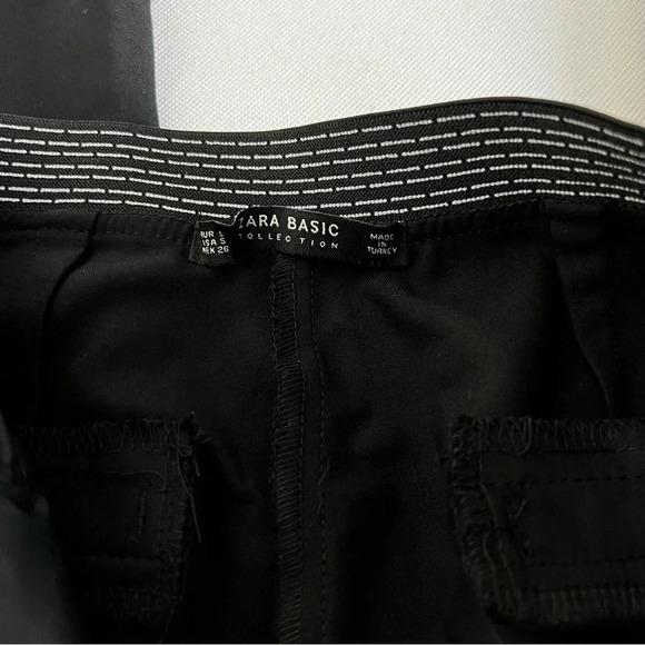 Zara Basic Collection Size Small Trouser Pants Work Business Side Pockets Black - Picture 7 of 8